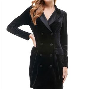 City Studio Black Velvet Blazer Dress